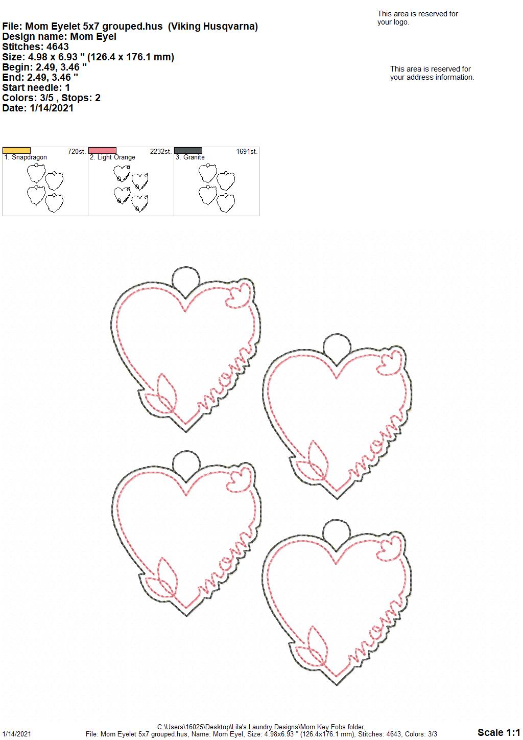 Mom Fobs - DIGITAL Embroidery DESIGN