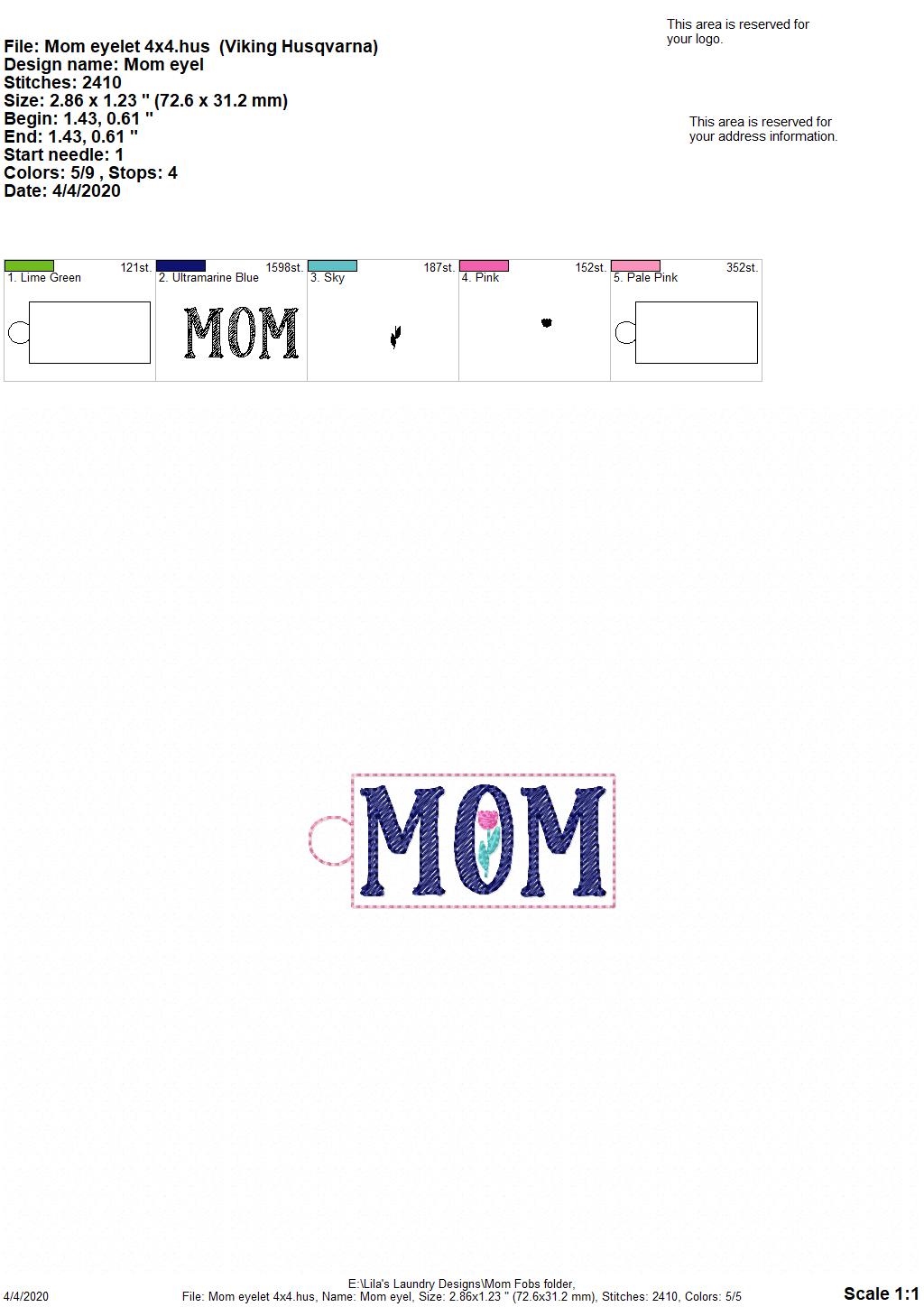 Mom Fobs - DIGITAL Embroidery DESIGN