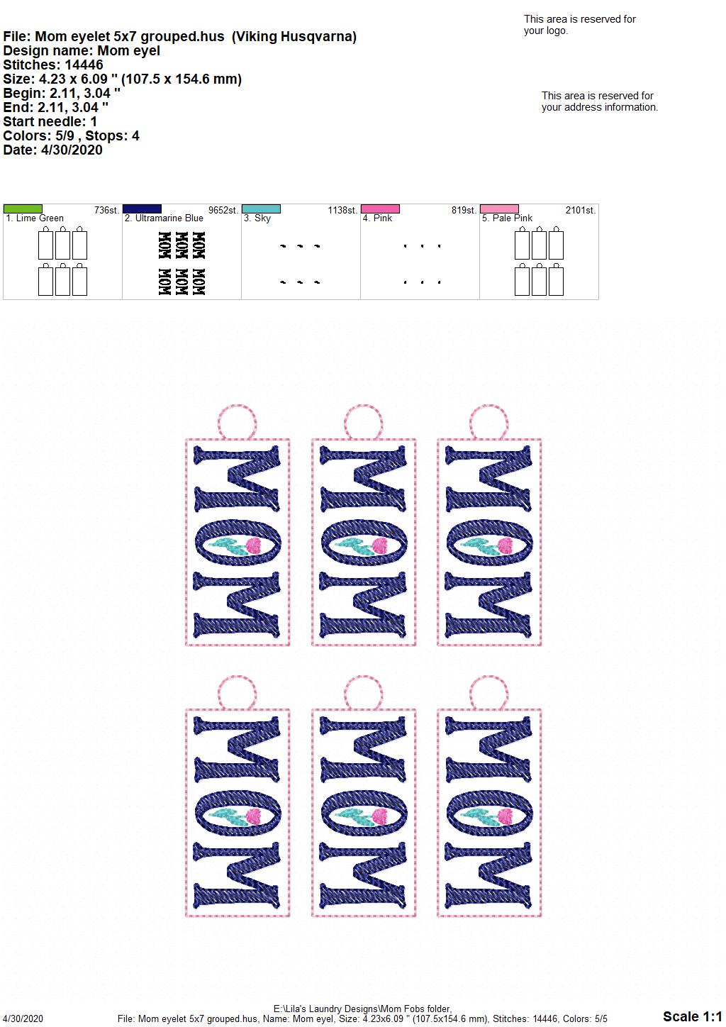 Mom Fobs - DIGITAL Embroidery DESIGN