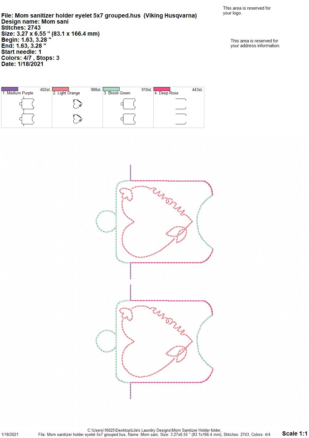 Mom Sanitizer Holders - DIGITAL Embroidery DESIGN