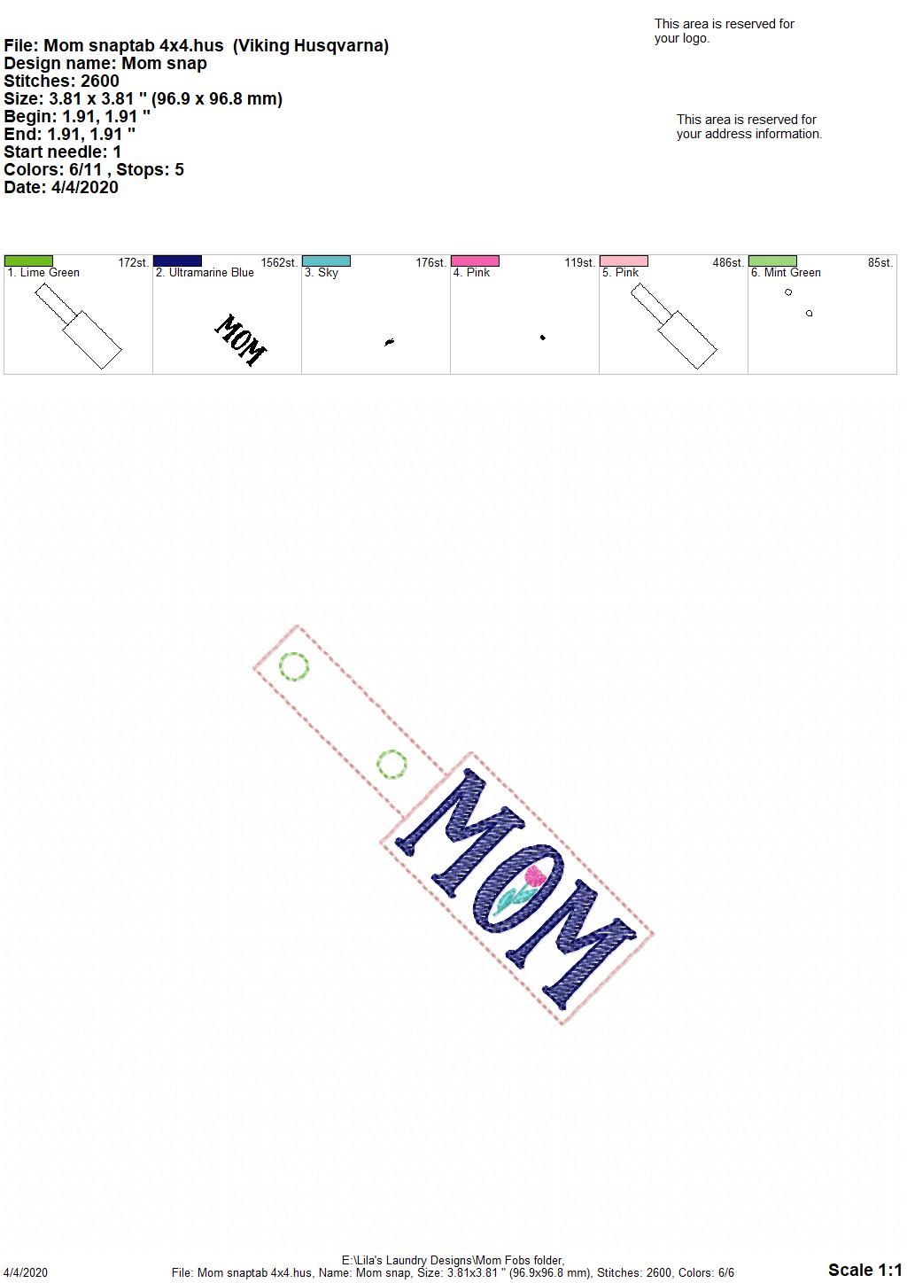 Mom Fobs - DIGITAL Embroidery DESIGN
