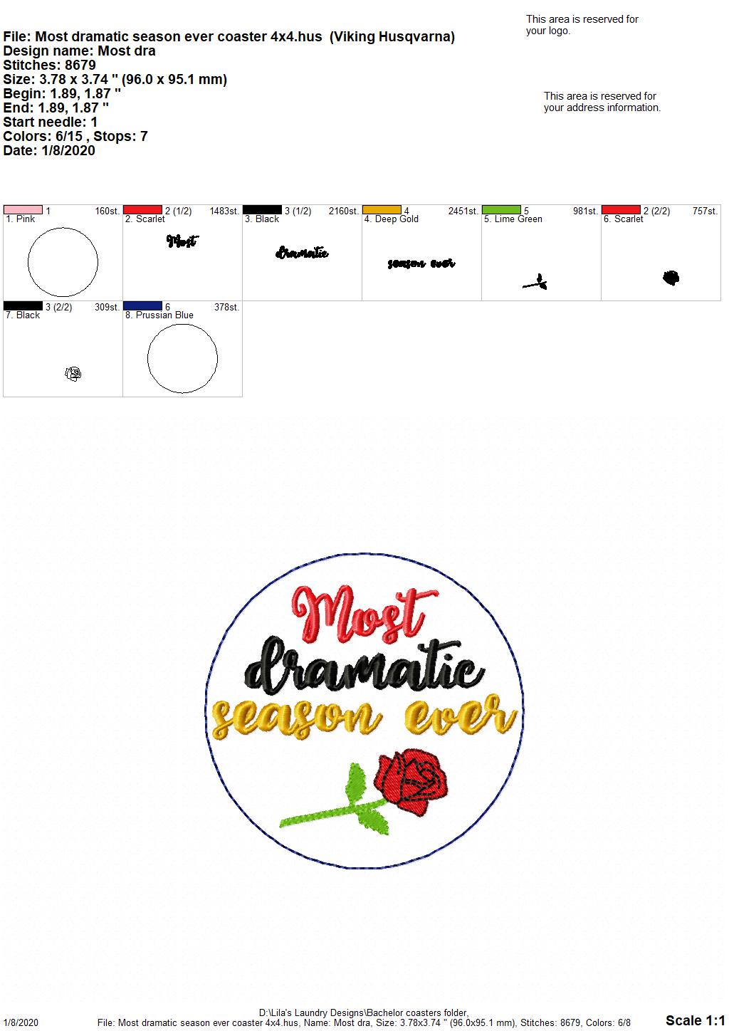 Bachelor coaster set - DIGITAL Embroidery DESIGN