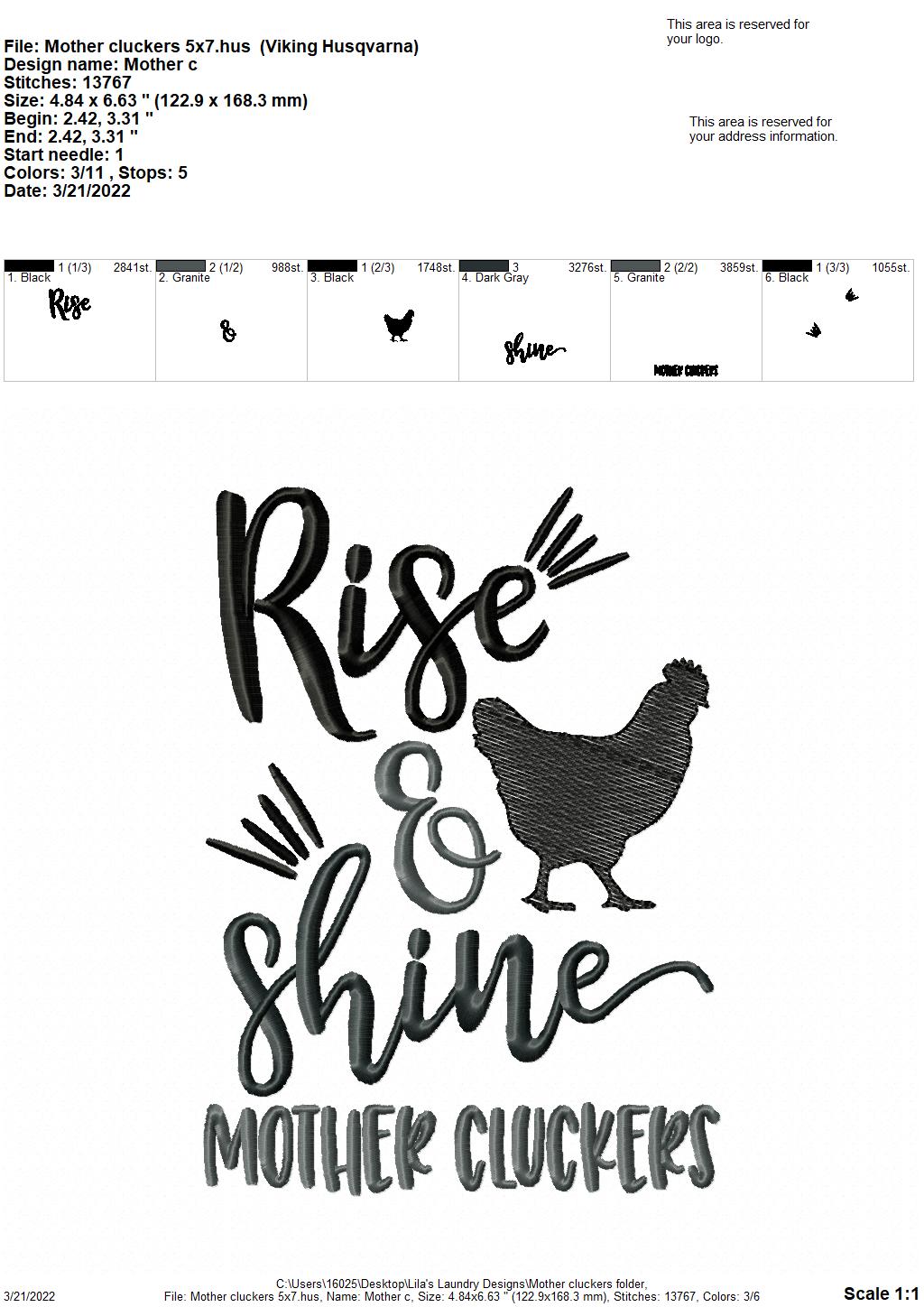 Mother Cluckers - 2 sizes- Digital Embroidery Design