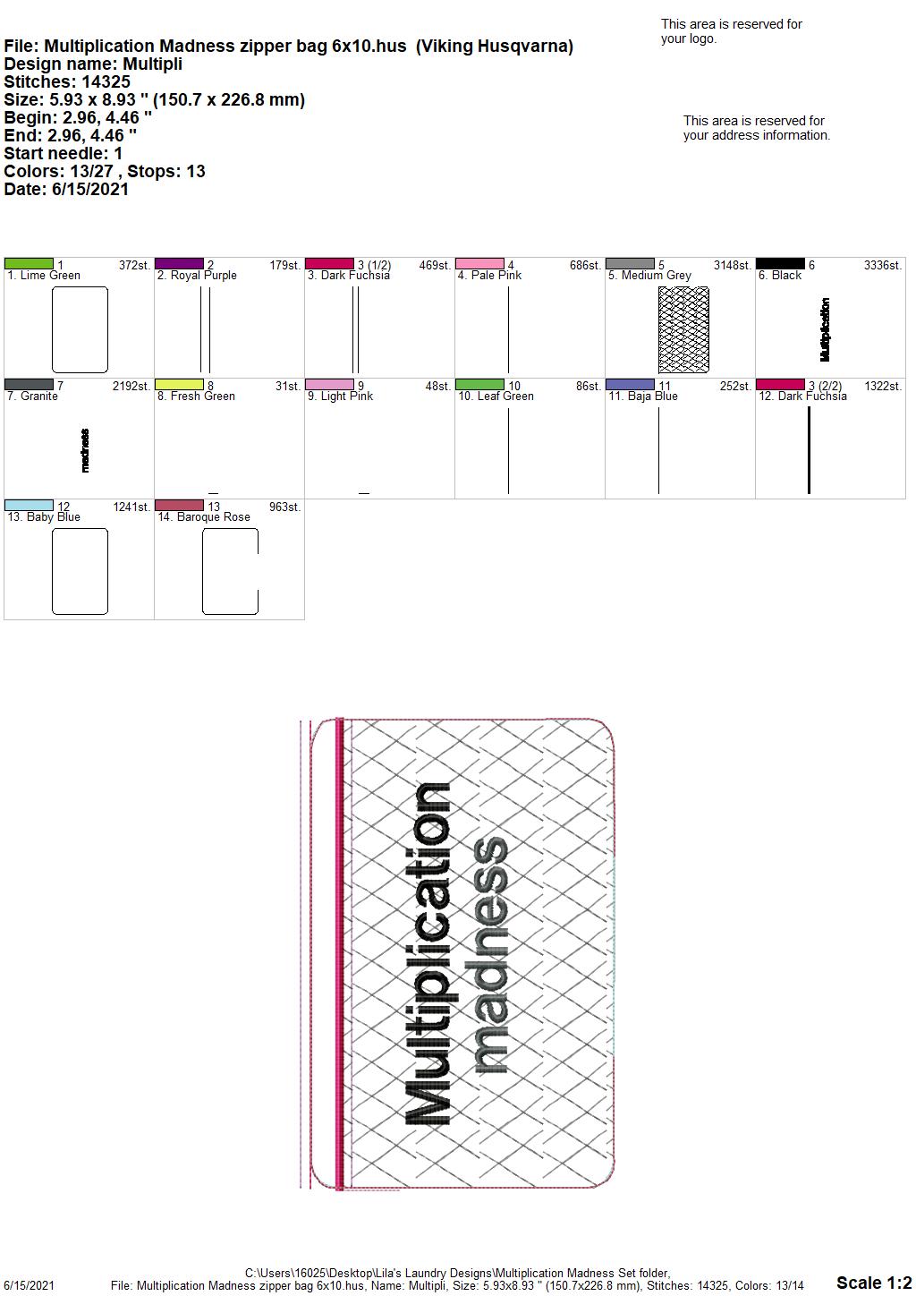 Multiplication Madness Set with zipper bag - Digital Embroidery Design