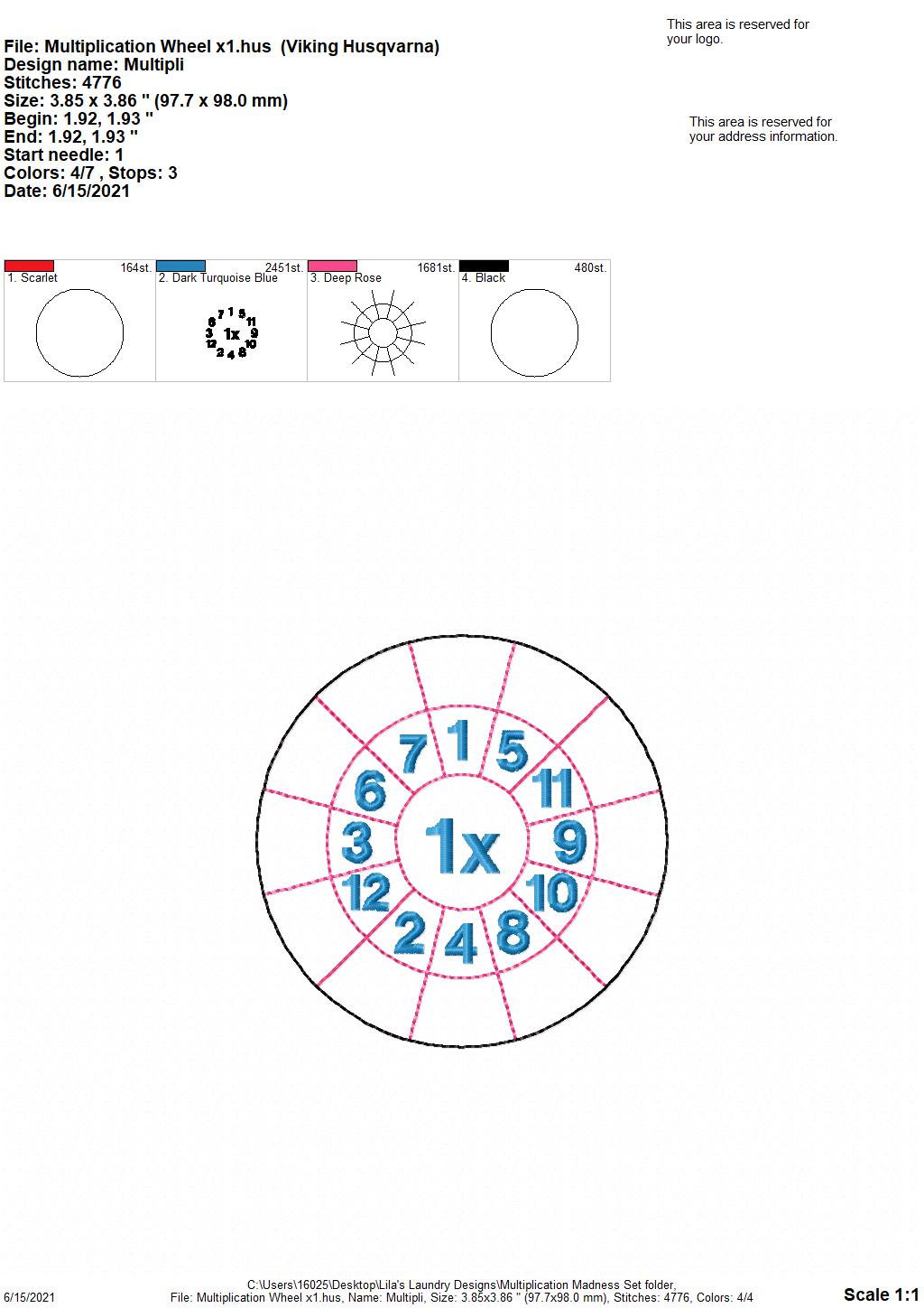 Multiplication Madness Set with zipper bag - Digital Embroidery Design