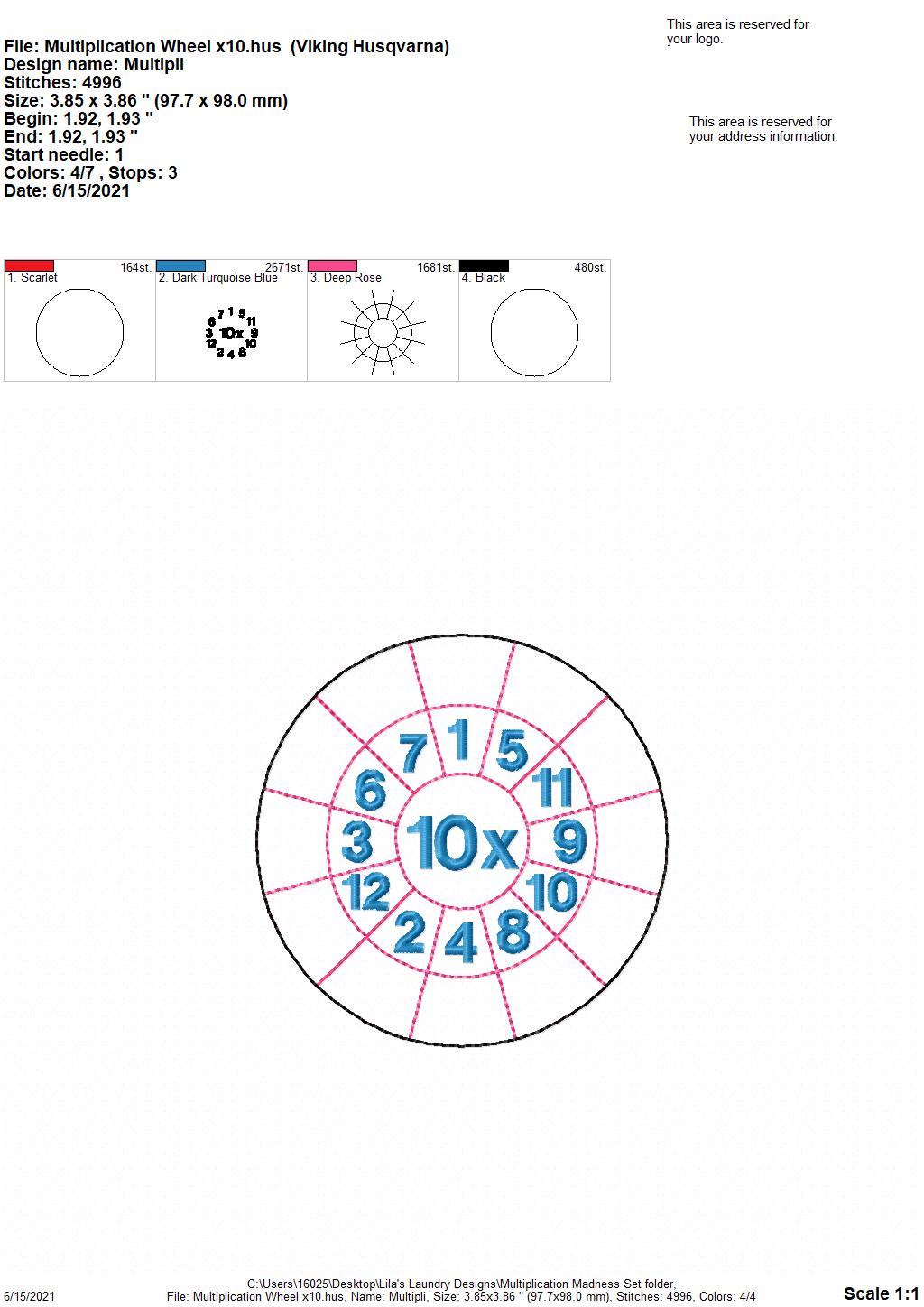 Multiplication Madness Set with zipper bag - Digital Embroidery Design