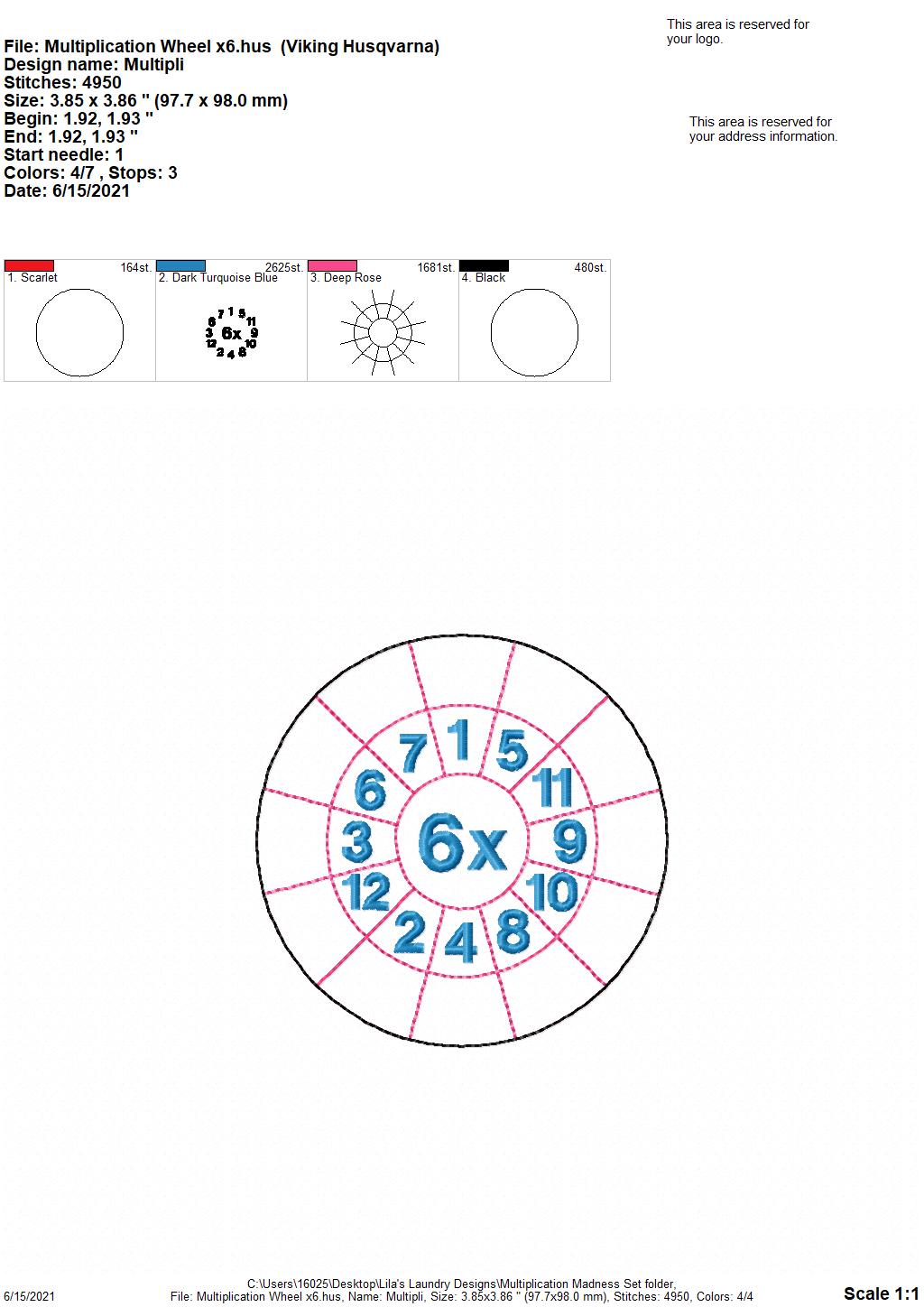 Multiplication Madness Set with zipper bag - Digital Embroidery Design
