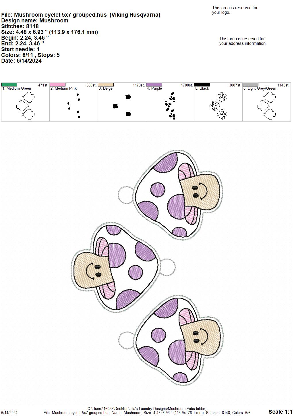 Mushroon Fobs - Digital Embroidery Design