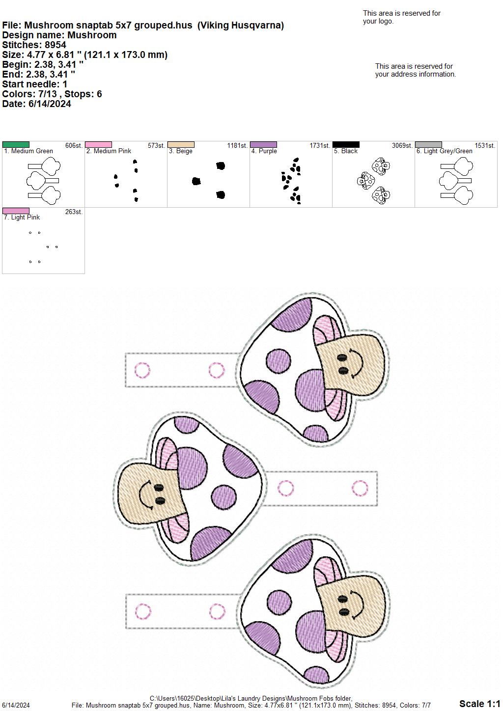 Mushroon Fobs - Digital Embroidery Design