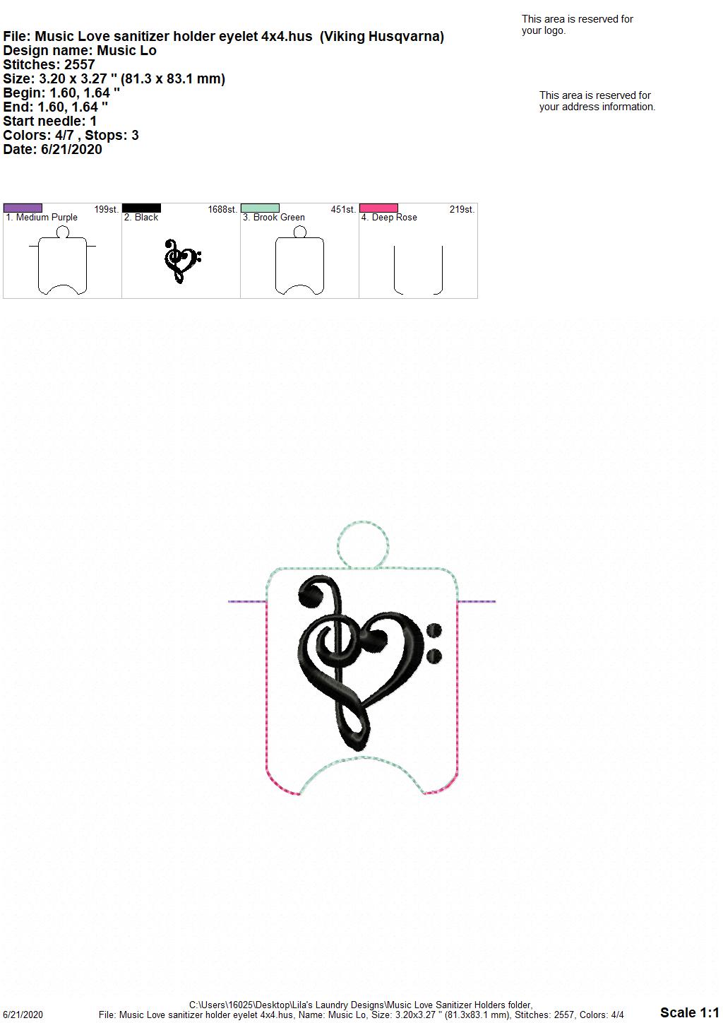 Music Love Sanitizer Holders - DIGITAL Embroidery DESIGN