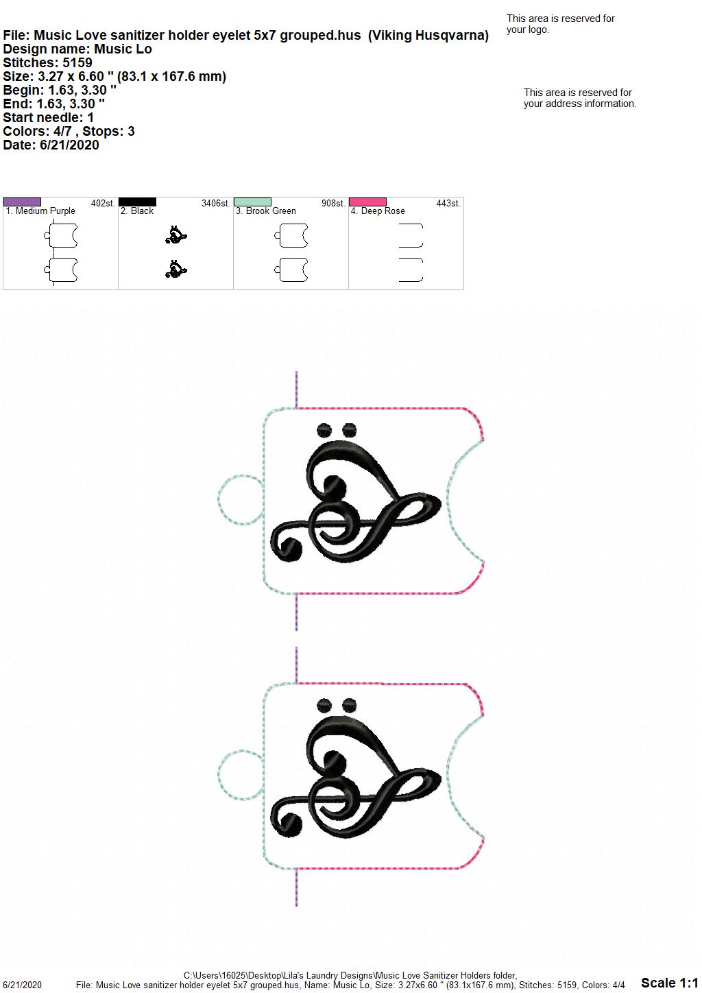 Music Love Sanitizer Holders - DIGITAL Embroidery DESIGN