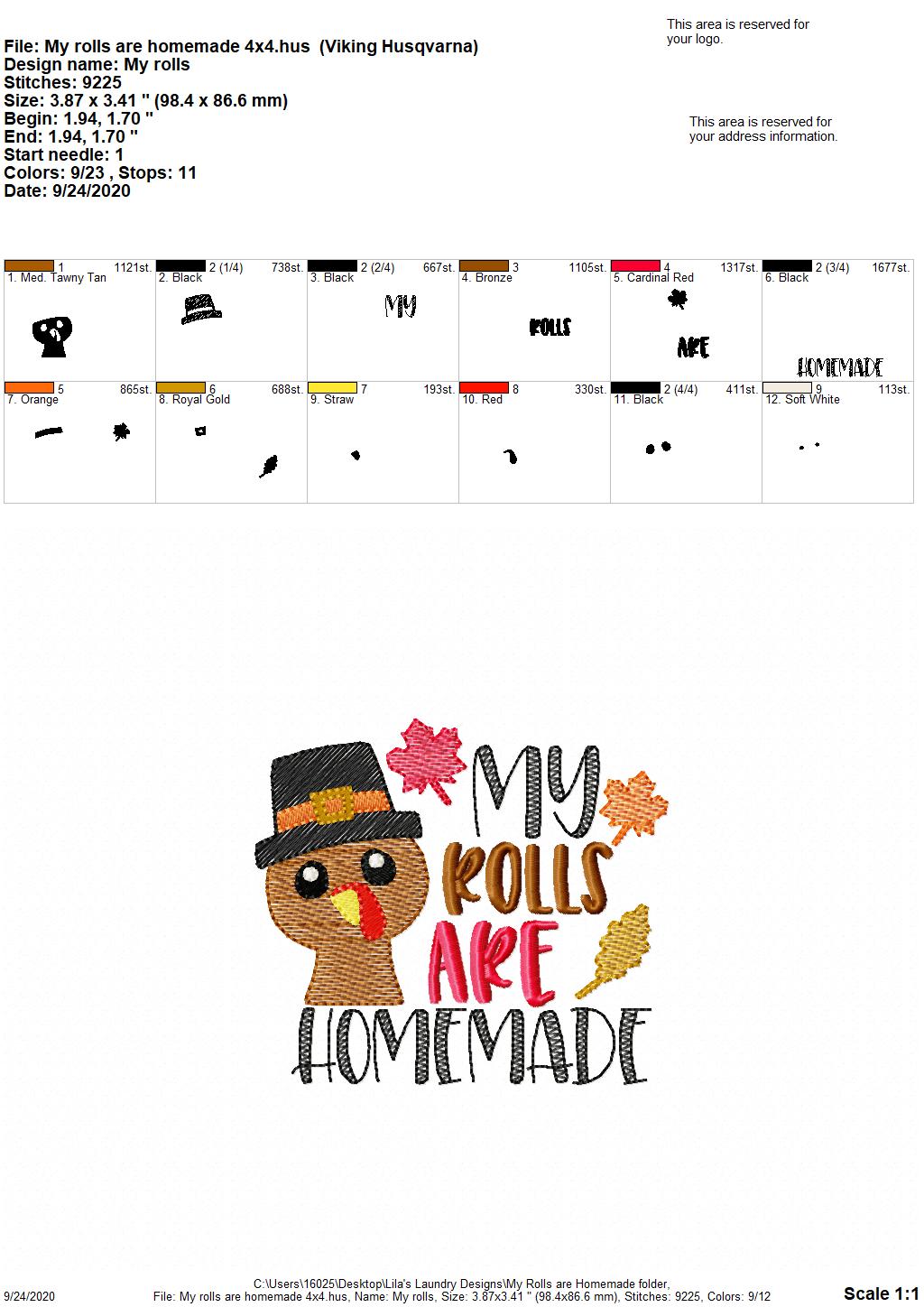 My Rolls Are Homemade - 2 Sizes - Digital Embroidery Design