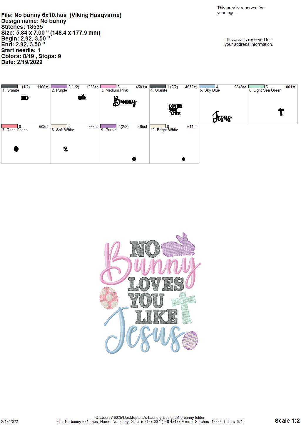 No Bunny - 3 sizes- Digital Embroidery Design