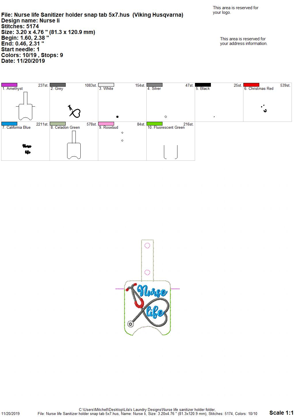 Nurse Life Sanitizer Holders - DIGITAL Embroidery DESIGN