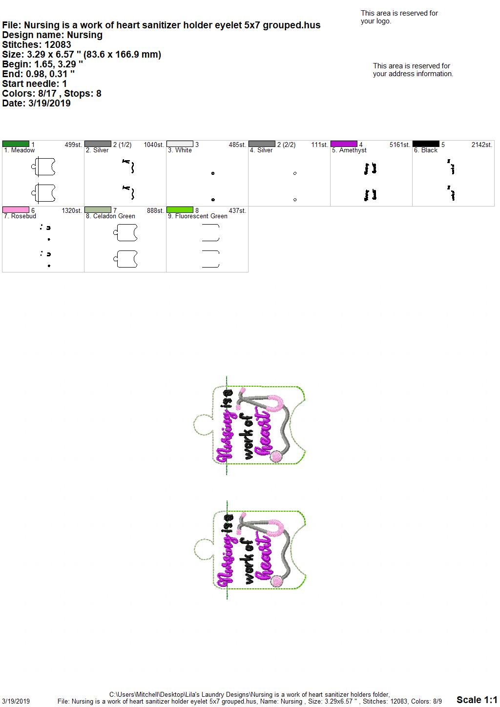 Nursing is a work of heart Sanitizer Holders - Embroidery Design - DIGITAL Embroidery DESIGN