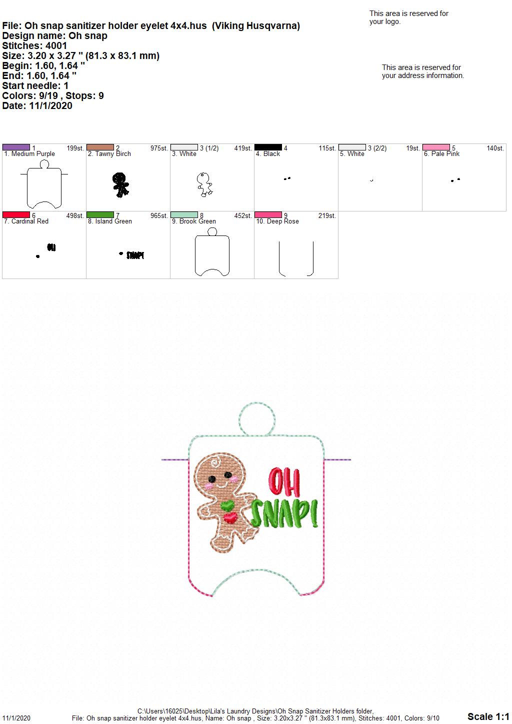 Oh snap! Sanitizer Holders - DIGITAL Embroidery DESIGN