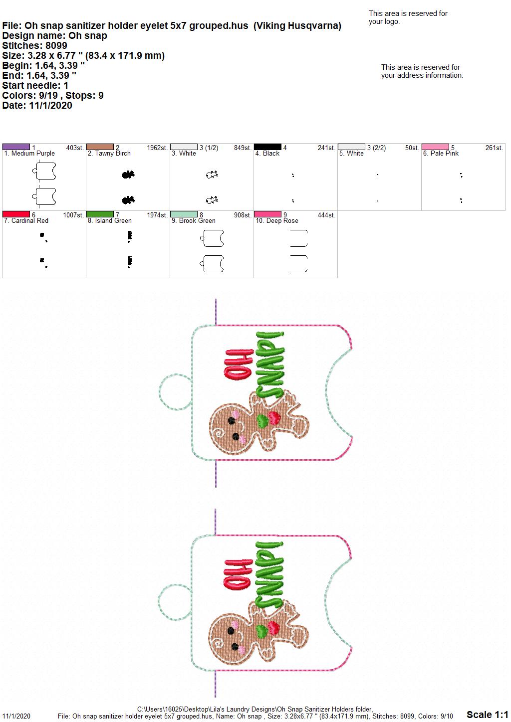 Oh snap! Sanitizer Holders - DIGITAL Embroidery DESIGN