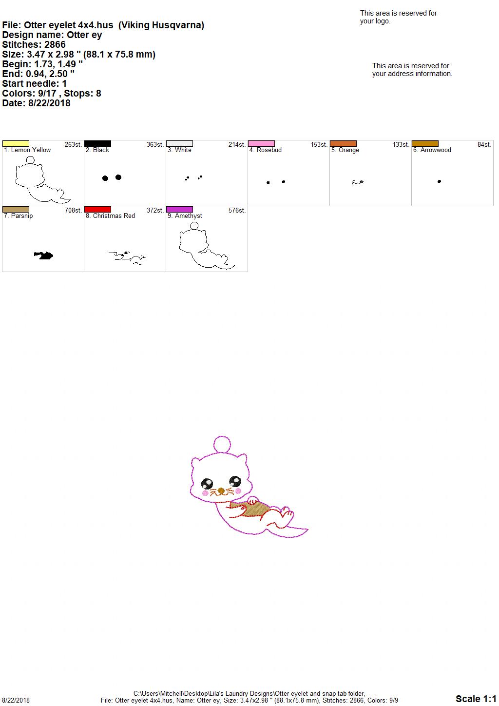 Otter Fobs - Embroidery Design - DIGITAL Embroidery DESIGN
