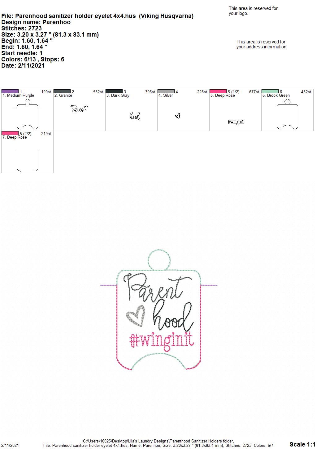 Parenthood Sanitizer Holders - DIGITAL Embroidery DESIGN