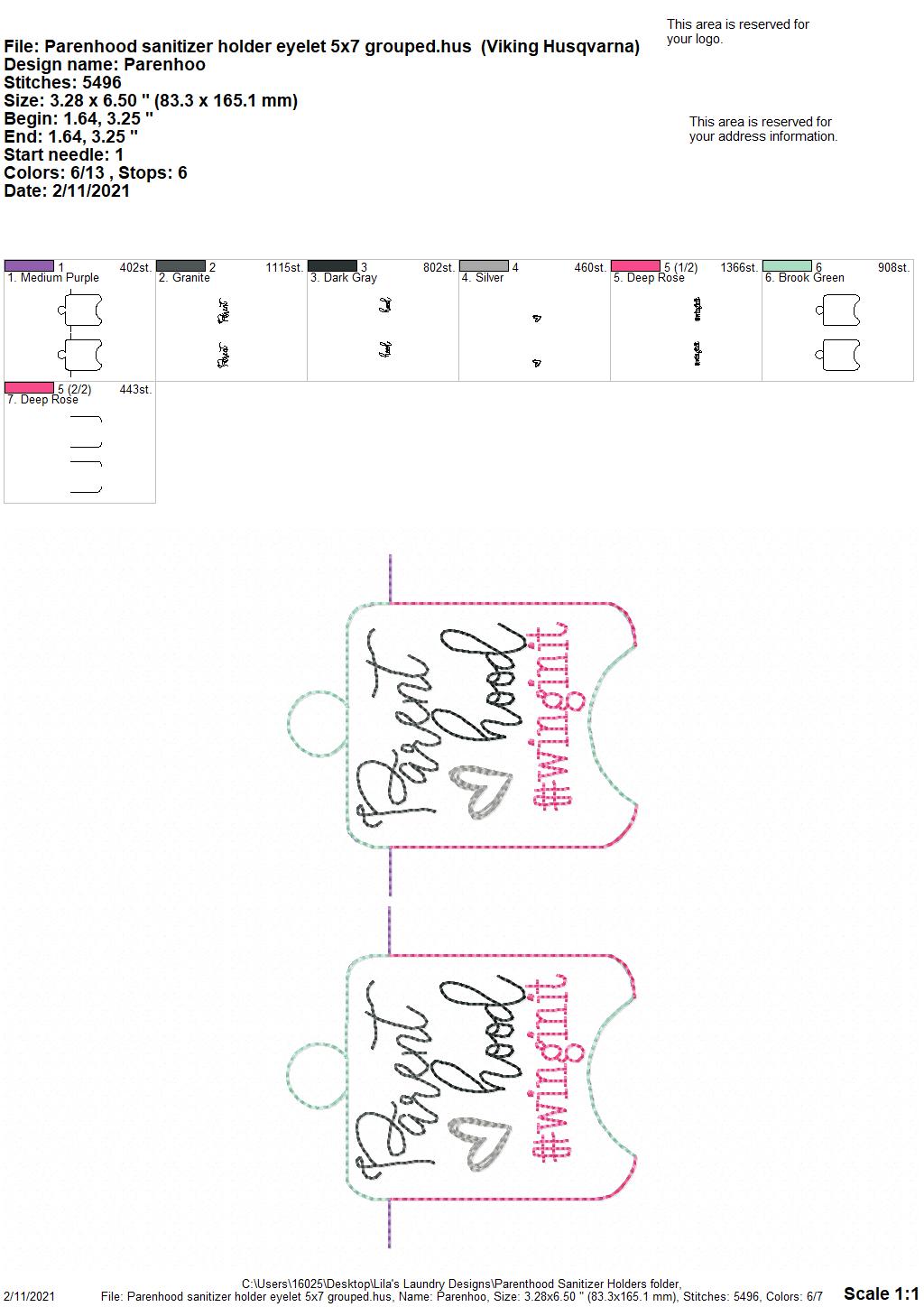 Parenthood Sanitizer Holders - DIGITAL Embroidery DESIGN