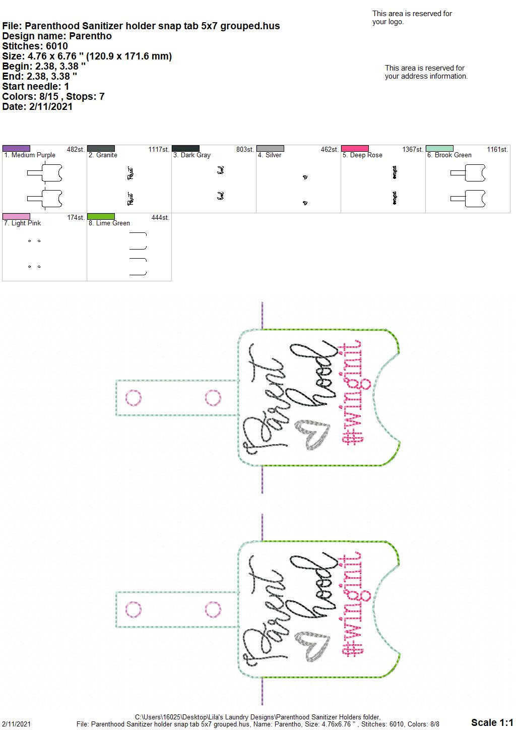 Parenthood Sanitizer Holders - DIGITAL Embroidery DESIGN