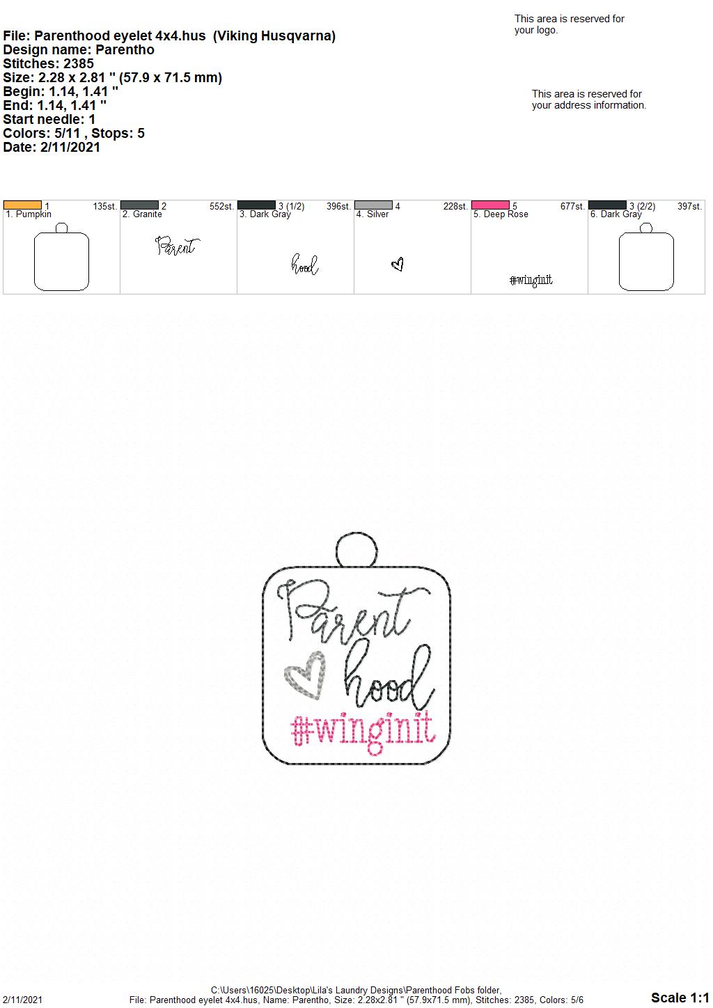 Parenthood Fobs - DIGITAL Embroidery DESIGN