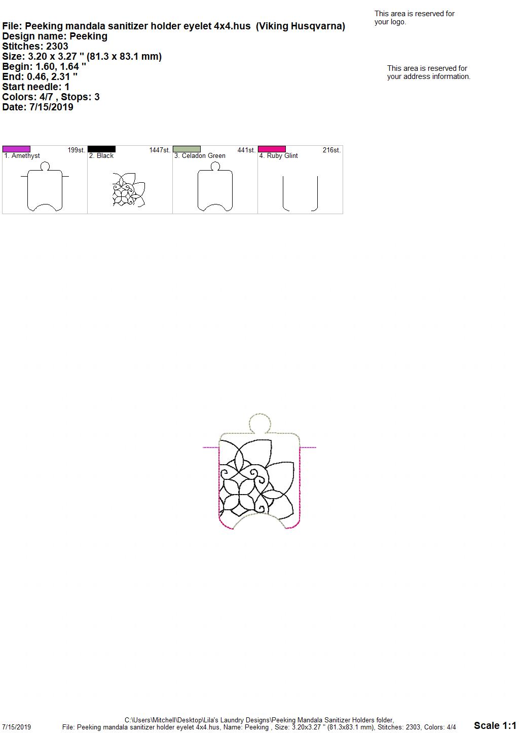 Peeking Mandala Sanitizer Holders - DIGITAL Embroidery DESIGN