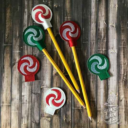 Peppermint Pencil Toppers 4x4 and 5x7 included- DIGITAL Embroidery DESIGN