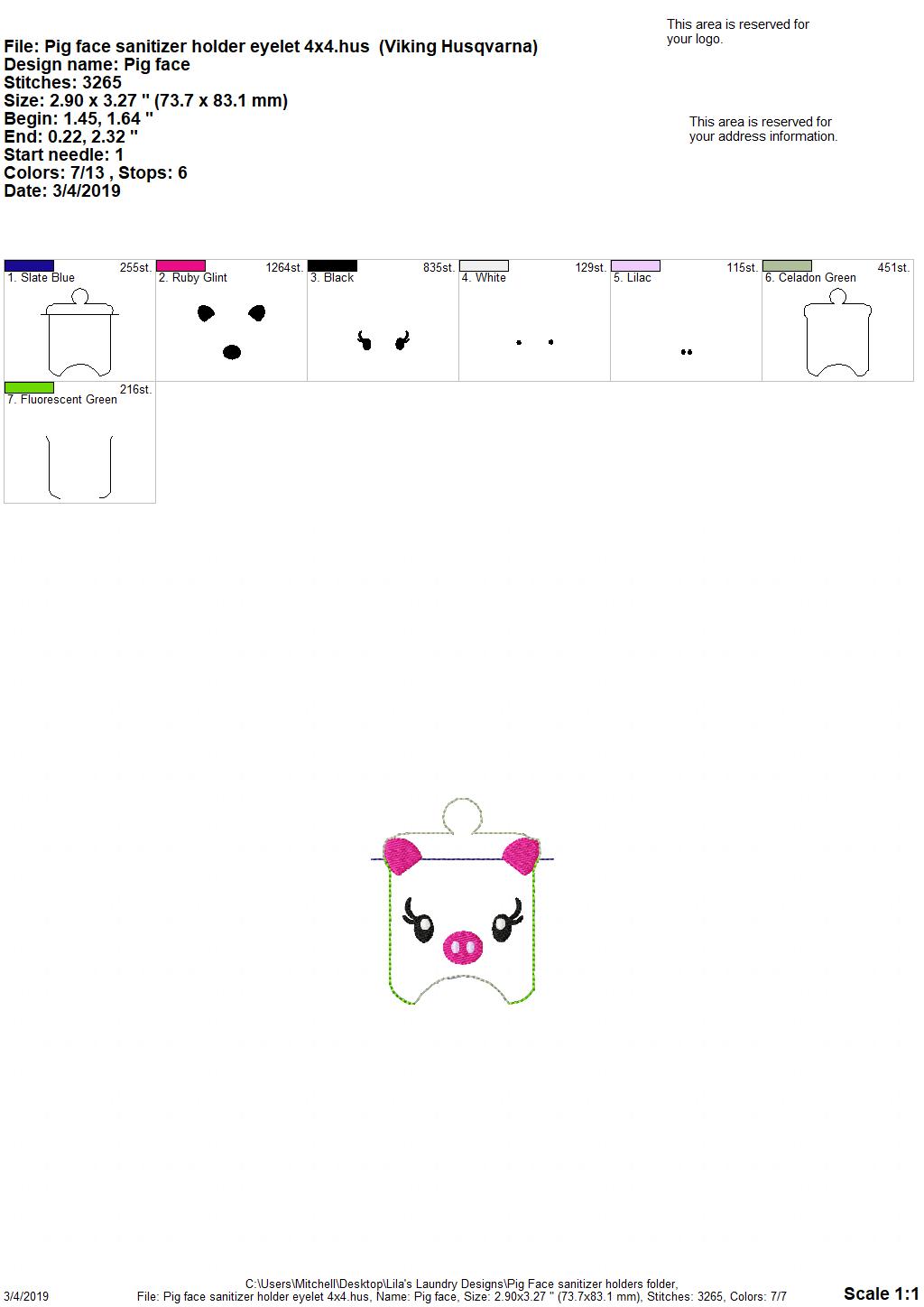 Piggy Face - Embroidery Design - DIGITAL Embroidery DESIGN