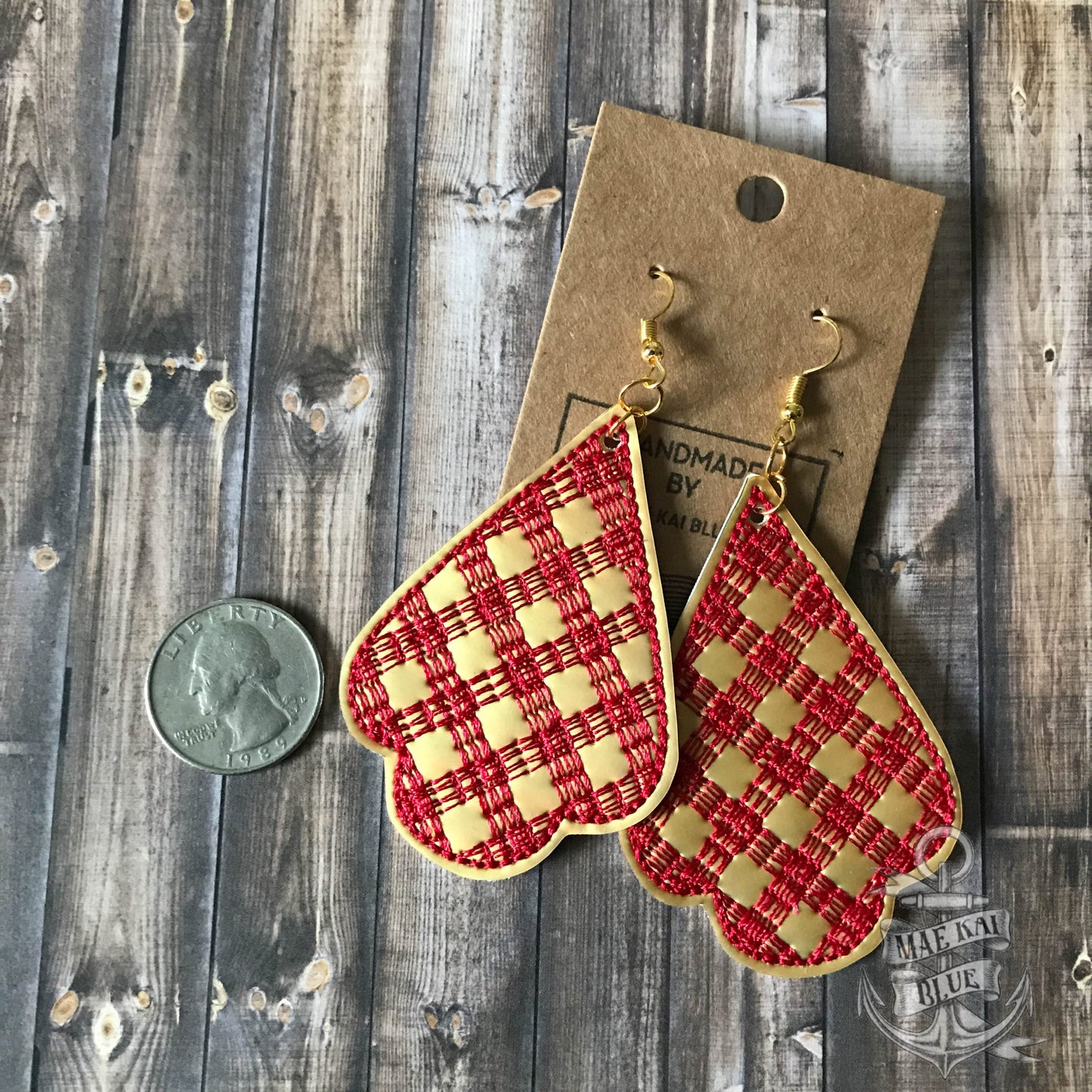 Plaid Earrings - 3 sizes - 4x4 and 5x7 Grouped- Digital Embroidery Design