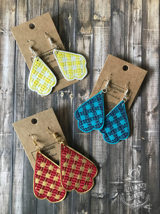 Plaid Earrings - 3 sizes - 4x4 and 5x7 Grouped- Digital Embroidery Design