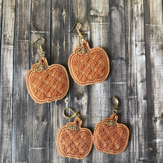 Plaid Pumpkin Earrings - 2 sizes - Digital Embroidery Design