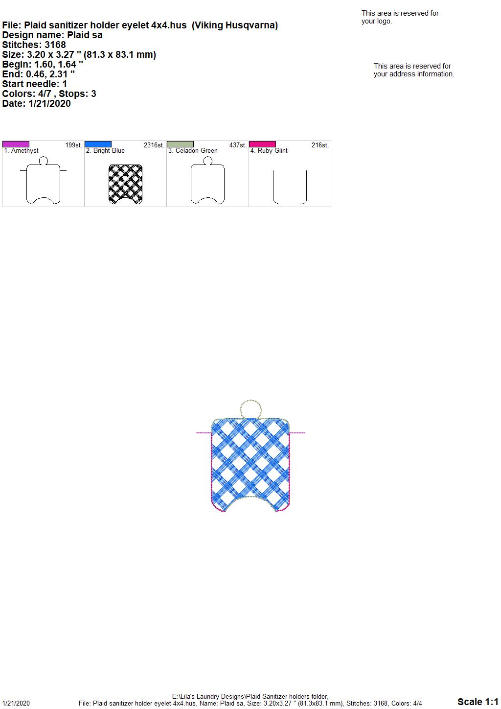 Plaid Sanitizer Holders - DIGITAL Embroidery DESIGN