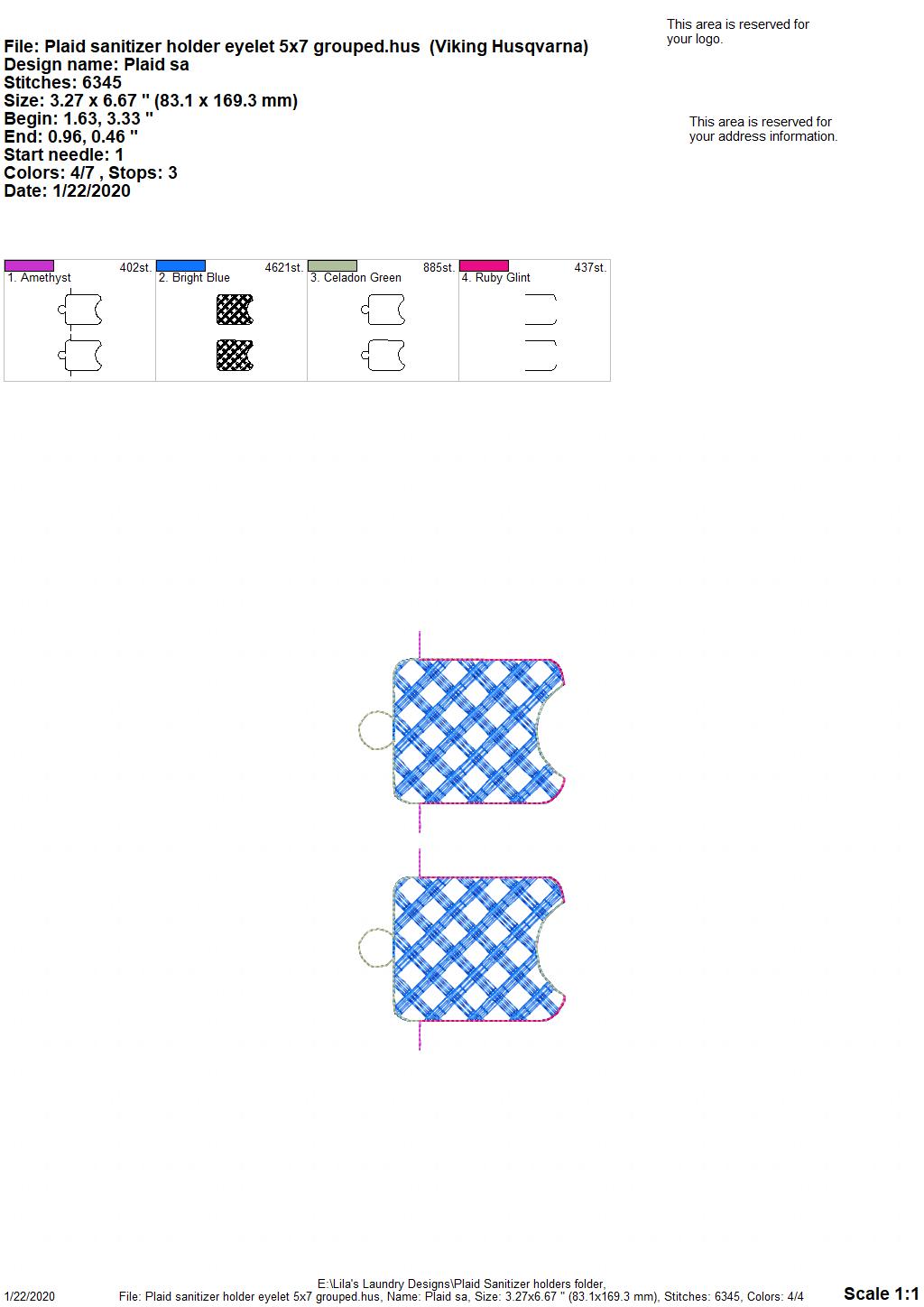 Plaid Sanitizer Holders - DIGITAL Embroidery DESIGN