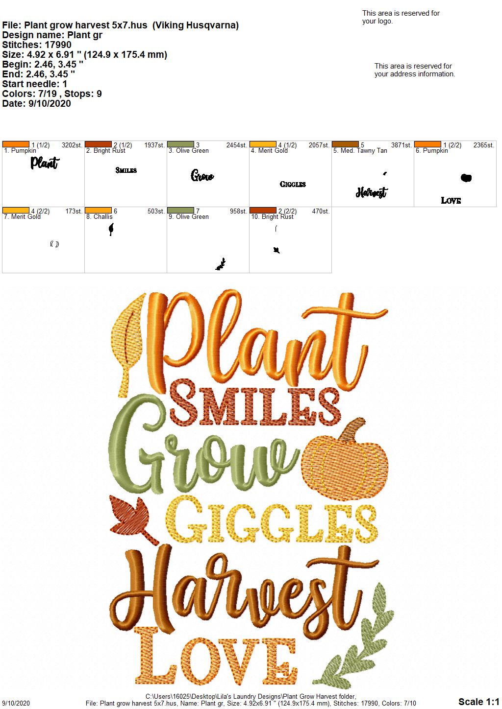 Plant Grow Harvest - 2 Sizes - Digital Embroidery Design