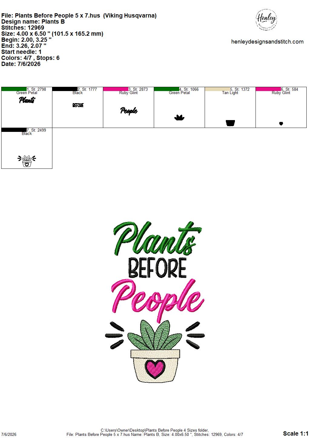 Plants Before People – 4 x 4, 5 x 7, 6 x 10 and 8 x 12 – DIGITAL Embroidery Design