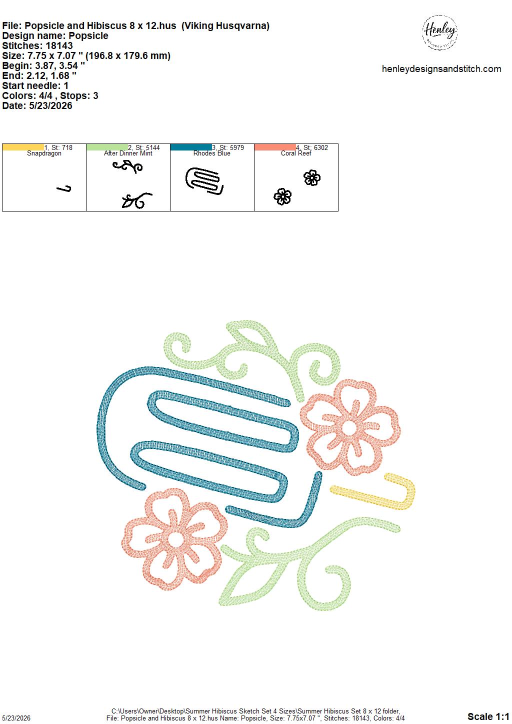Sketch Summer Hibiscus SET - Includes 9 Designs  - 4 x 4, 5 x 7, 6 x 10 and 8 x 12 - DIGITAL Embroidery Design