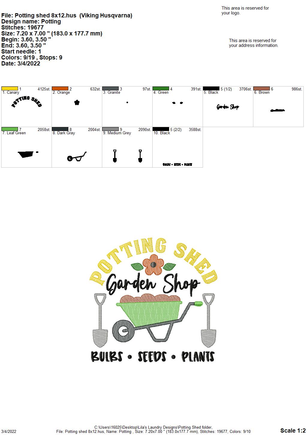 Potting Shed - 3 sizes- Digital Embroidery Design