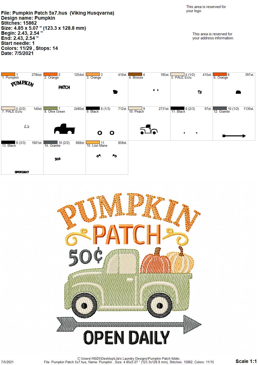 Pumpkin Patch - 4 sizes- Digital Embroidery Design
