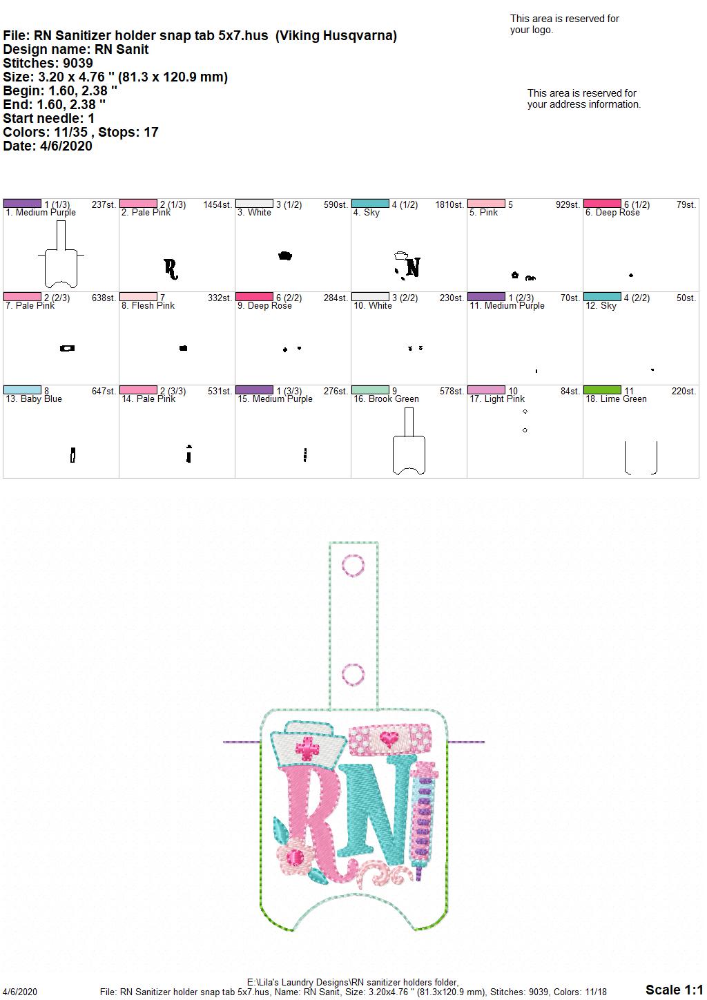 RN Sanitizer Holders - DIGITAL Embroidery DESIGN