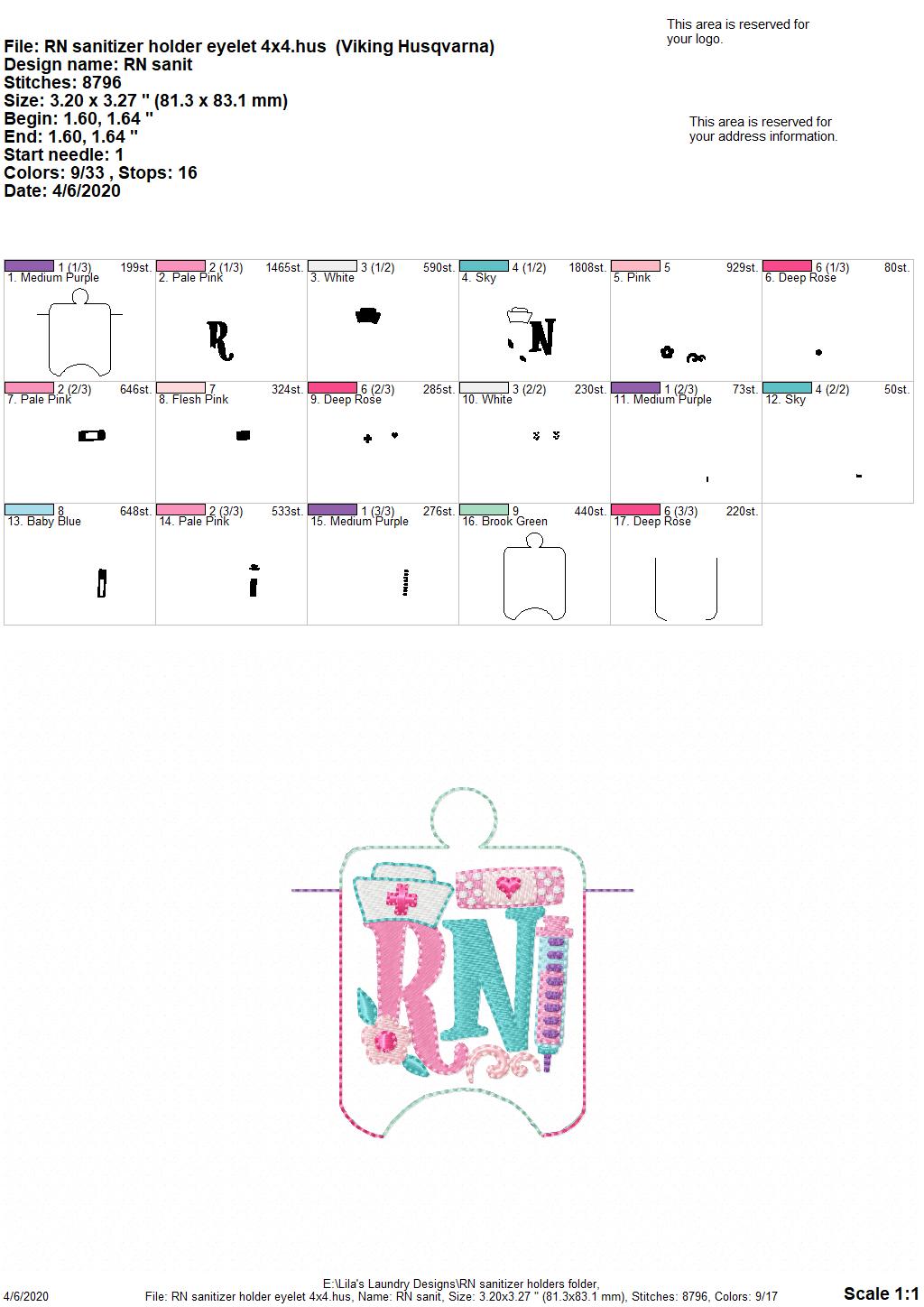 RN Sanitizer Holders - DIGITAL Embroidery DESIGN