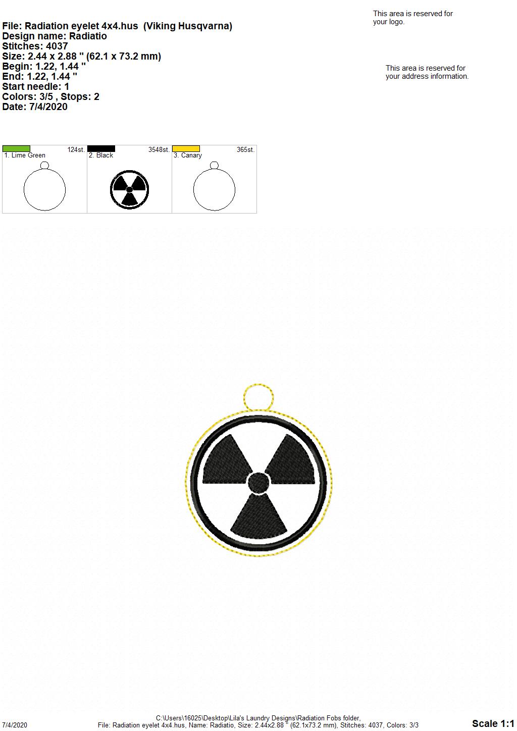 Radiation Fobs - DIGITAL Embroidery DESIGN