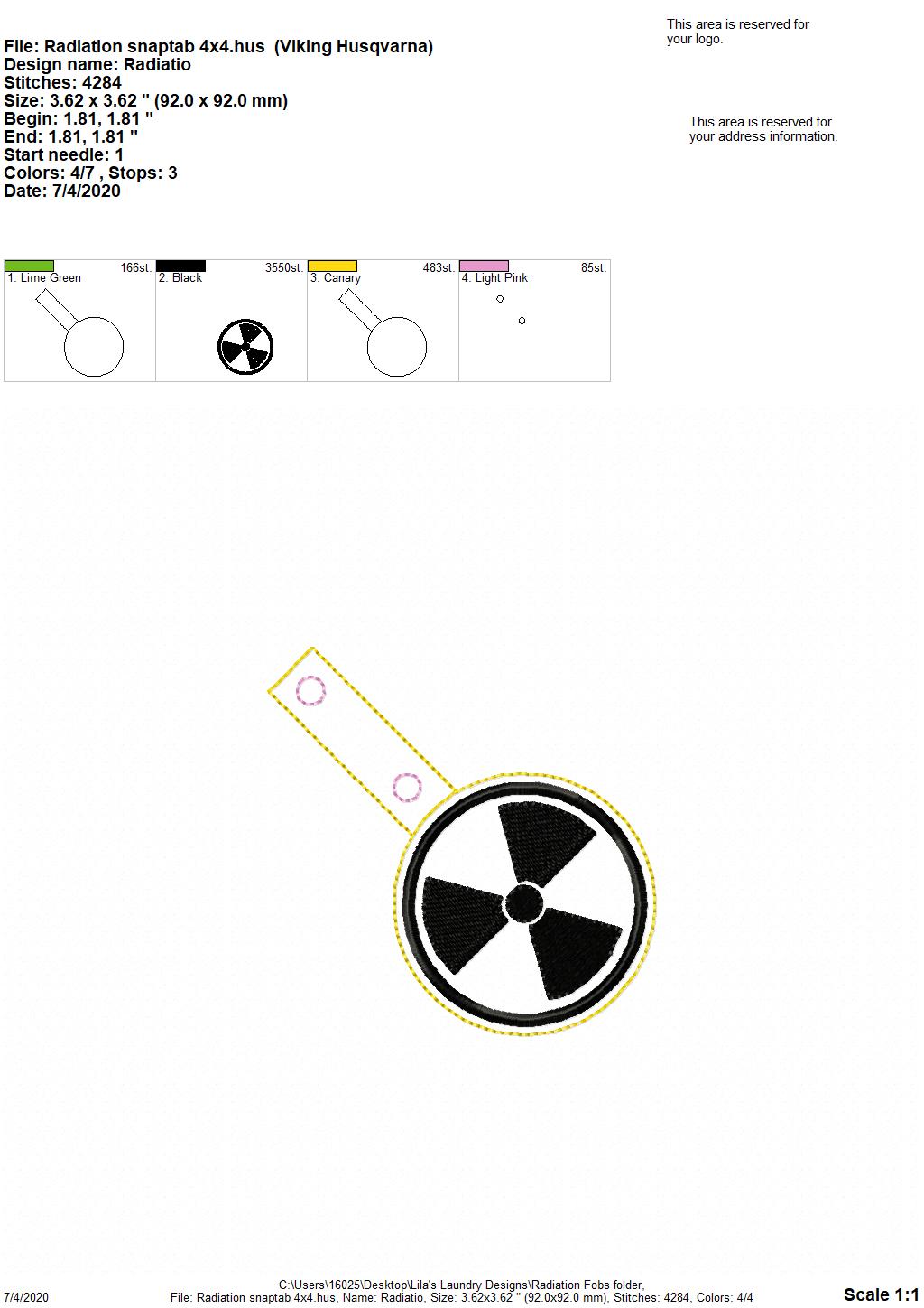 Radiation Fobs - DIGITAL Embroidery DESIGN