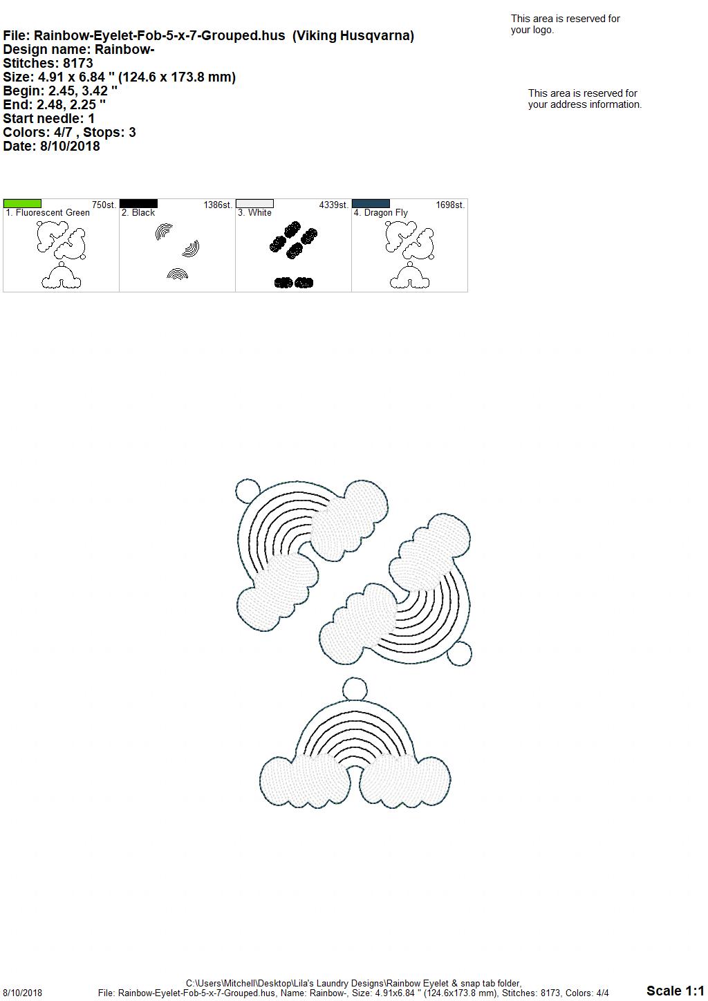 Rainbow Fobs - Embroidery Design - DIGITAL Embroidery DESIGN
