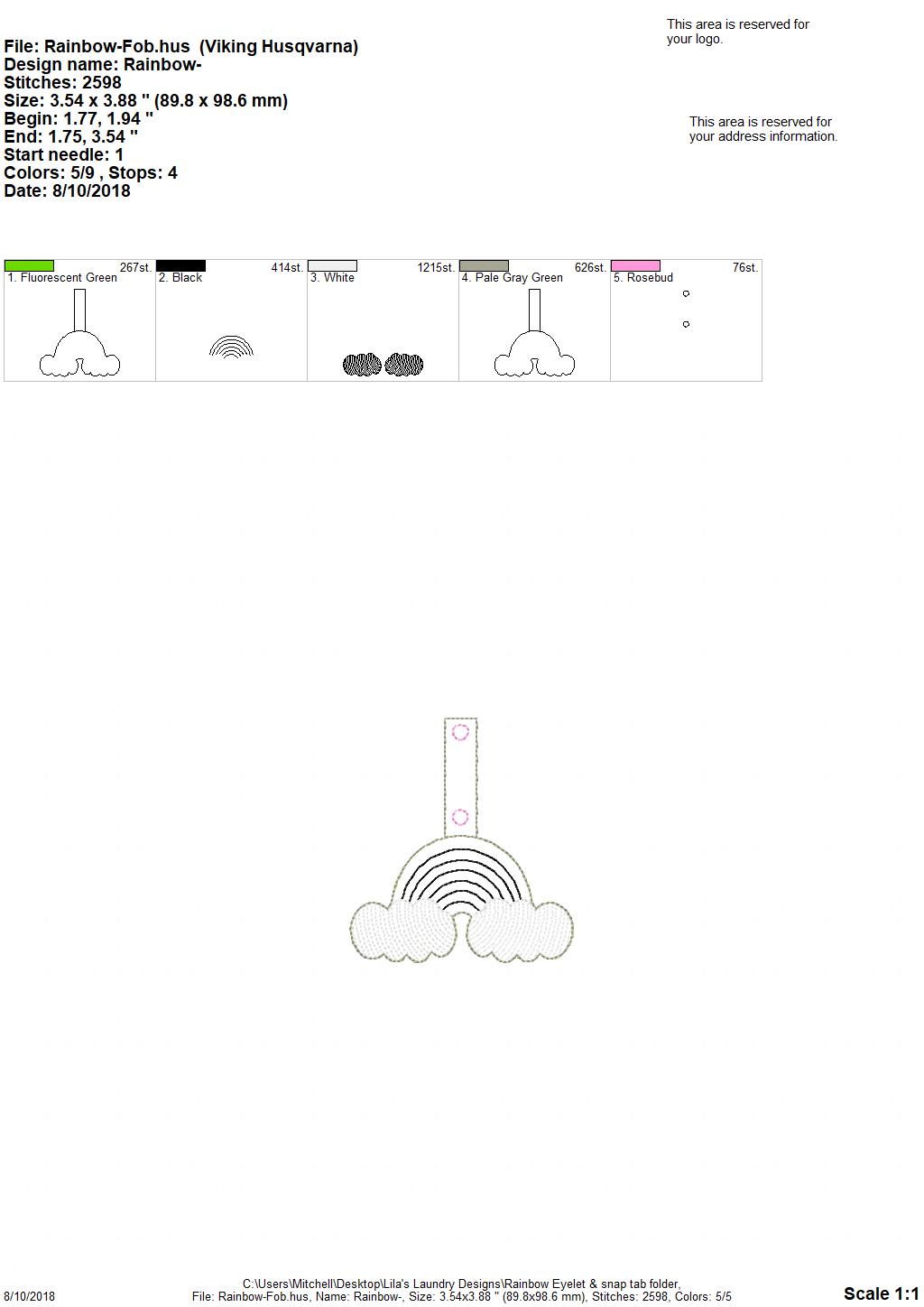 Rainbow Fobs - Embroidery Design - DIGITAL Embroidery DESIGN