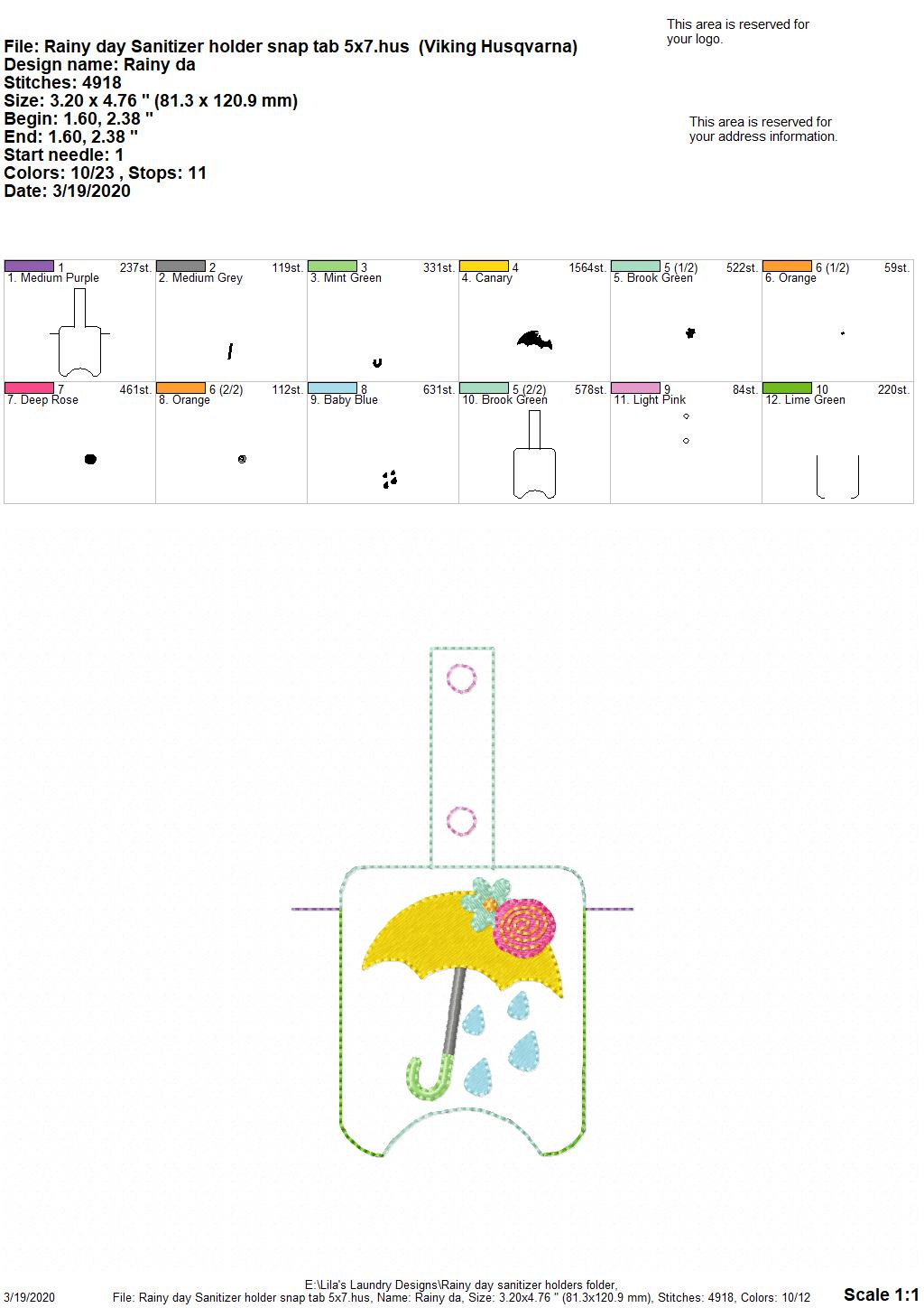 Rainy Day Sanitizer Holders - DIGITAL Embroidery DESIGN