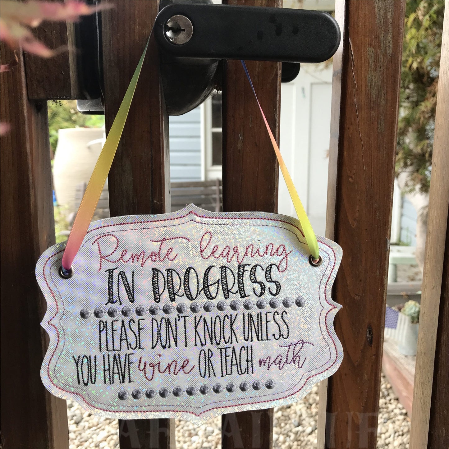 Remote Learning Door Hanger - 3 sizes - Digital Embroidery Design