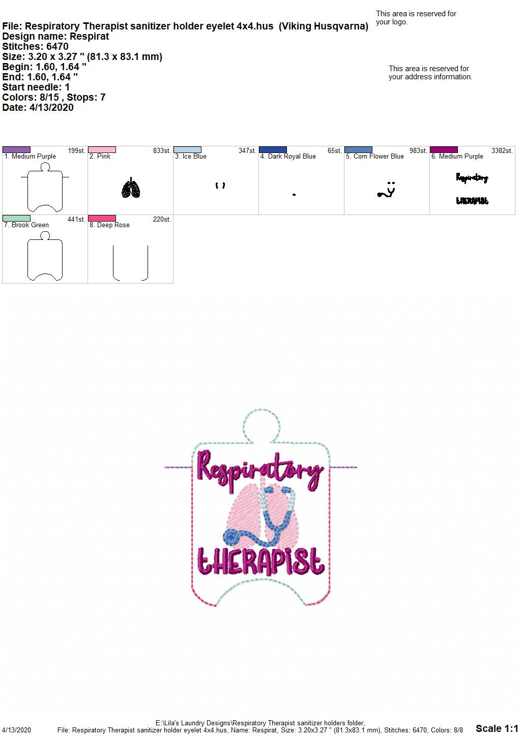 Respiratory Therapist Sanitizer Holders - DIGITAL Embroidery DESIGN (Copy)