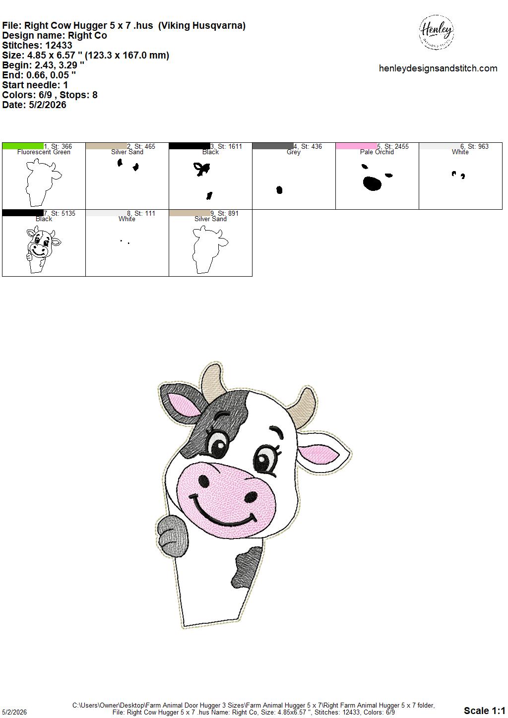 Farm Animals Door Hugger - 3 Sizes - 5 x 7, 6 x 10 and 8 x 12 DIGITAL Embroidery Design