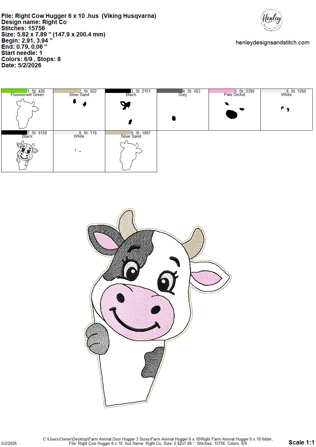 Farm Animals Door Hugger - 3 Sizes - 5 x 7, 6 x 10 and 8 x 12 DIGITAL Embroidery Design
